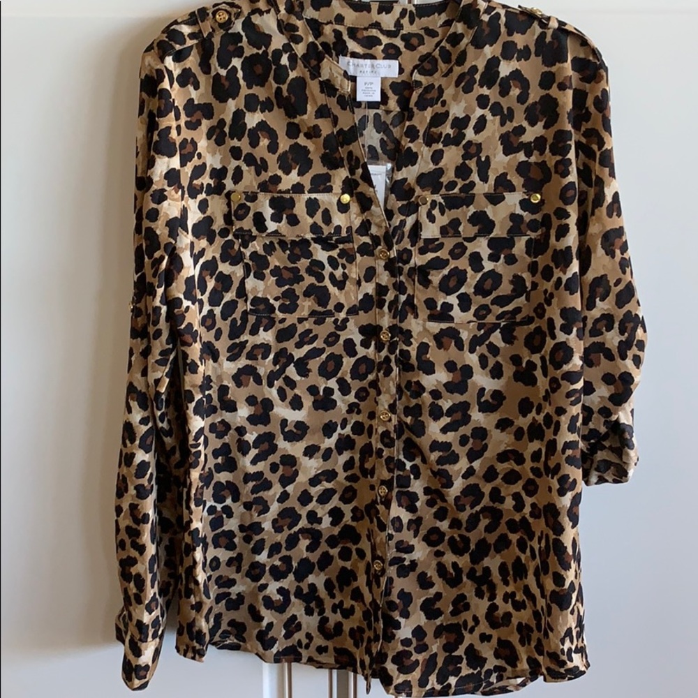 NWT leapard blouse